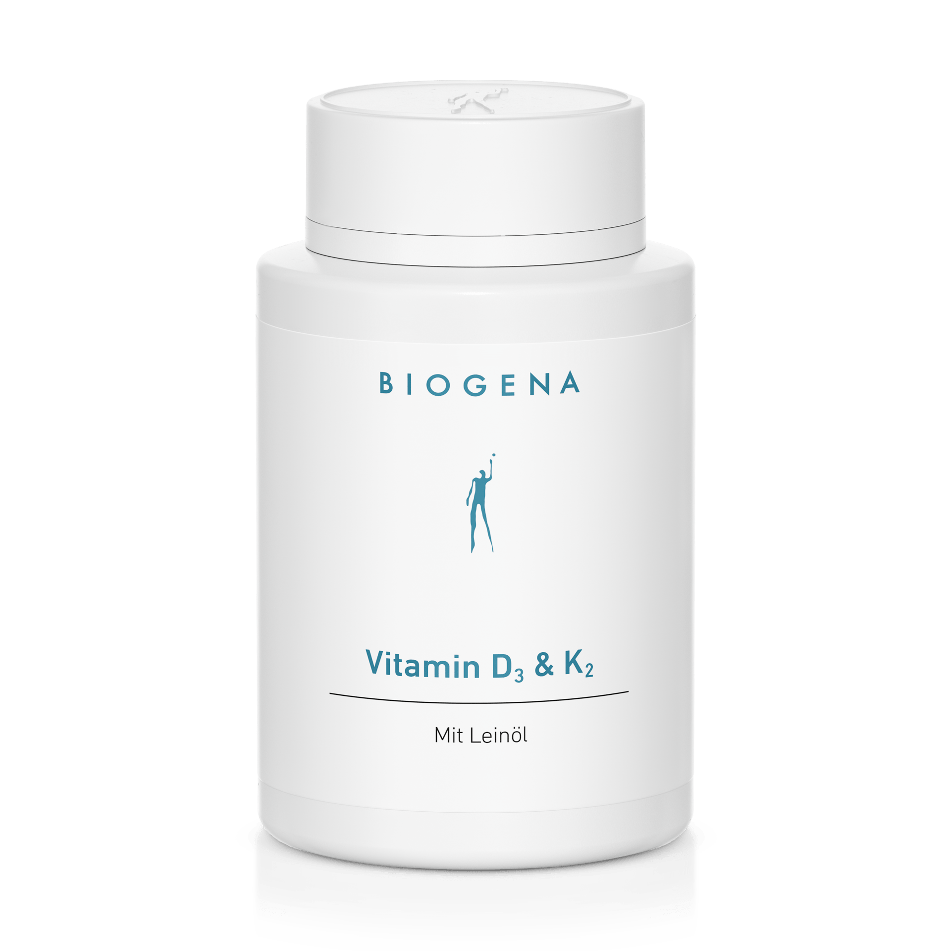 Biogena, Vitamin D₃ & K₂, Flasche, weiß, Mit Leinöl