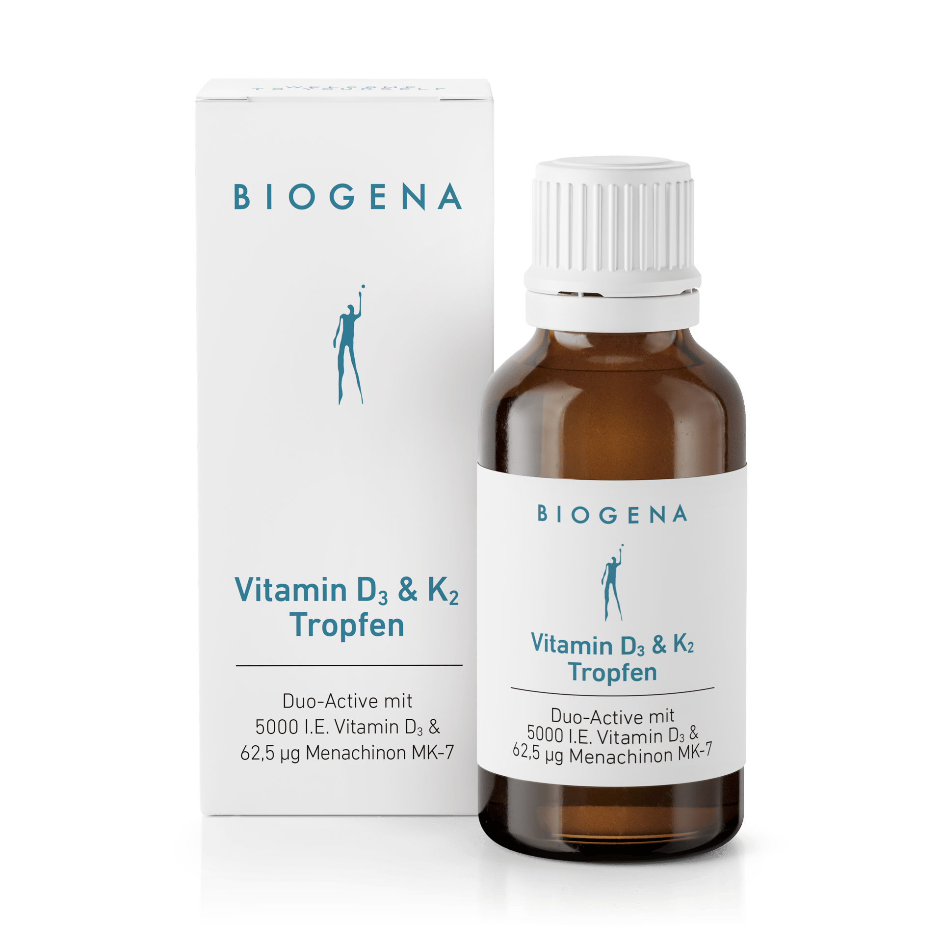 Biogena, Vitamin D₃ & K₂ Tropfen, Bottiglia, bianco, Duo-Active con 5000 UI vitamina D₃ & 62,5 µg menachinone MK-7