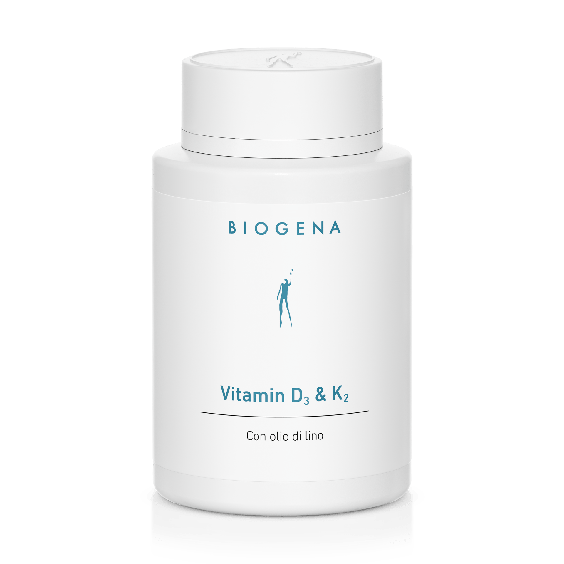 Biogena, Vitamin D₃ & K₂, Bottiglia, bianco, Con olio di lino